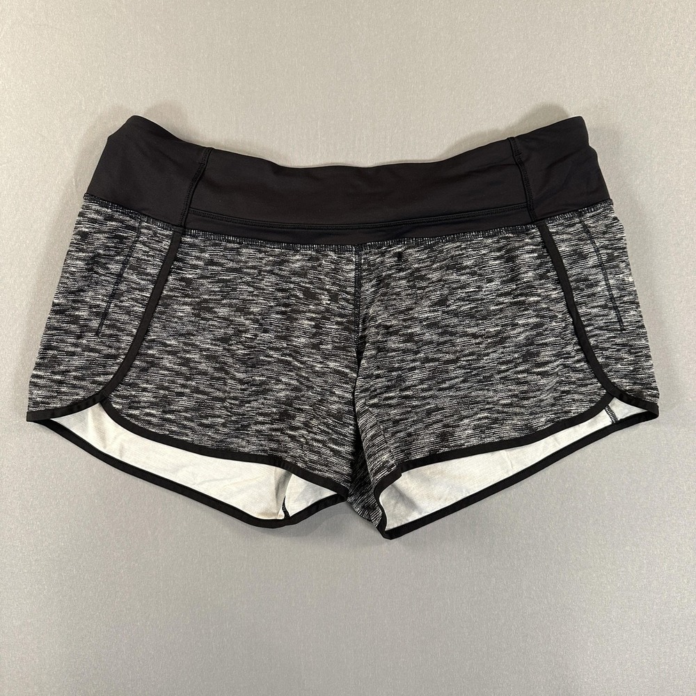 Lululemon Shorts Womens 10 Black 4 In Inseam Running Zip Pocket Stretch Athletic